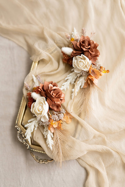 Shoulder Corsages in Rust & Sepia