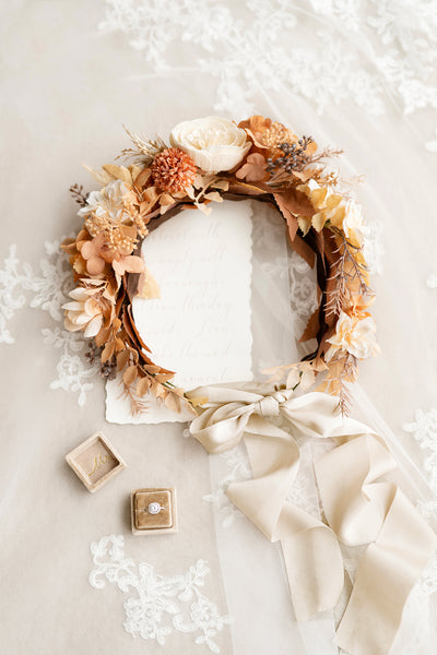 Bridal Flower Crown in Rust & Sepia | Clearance