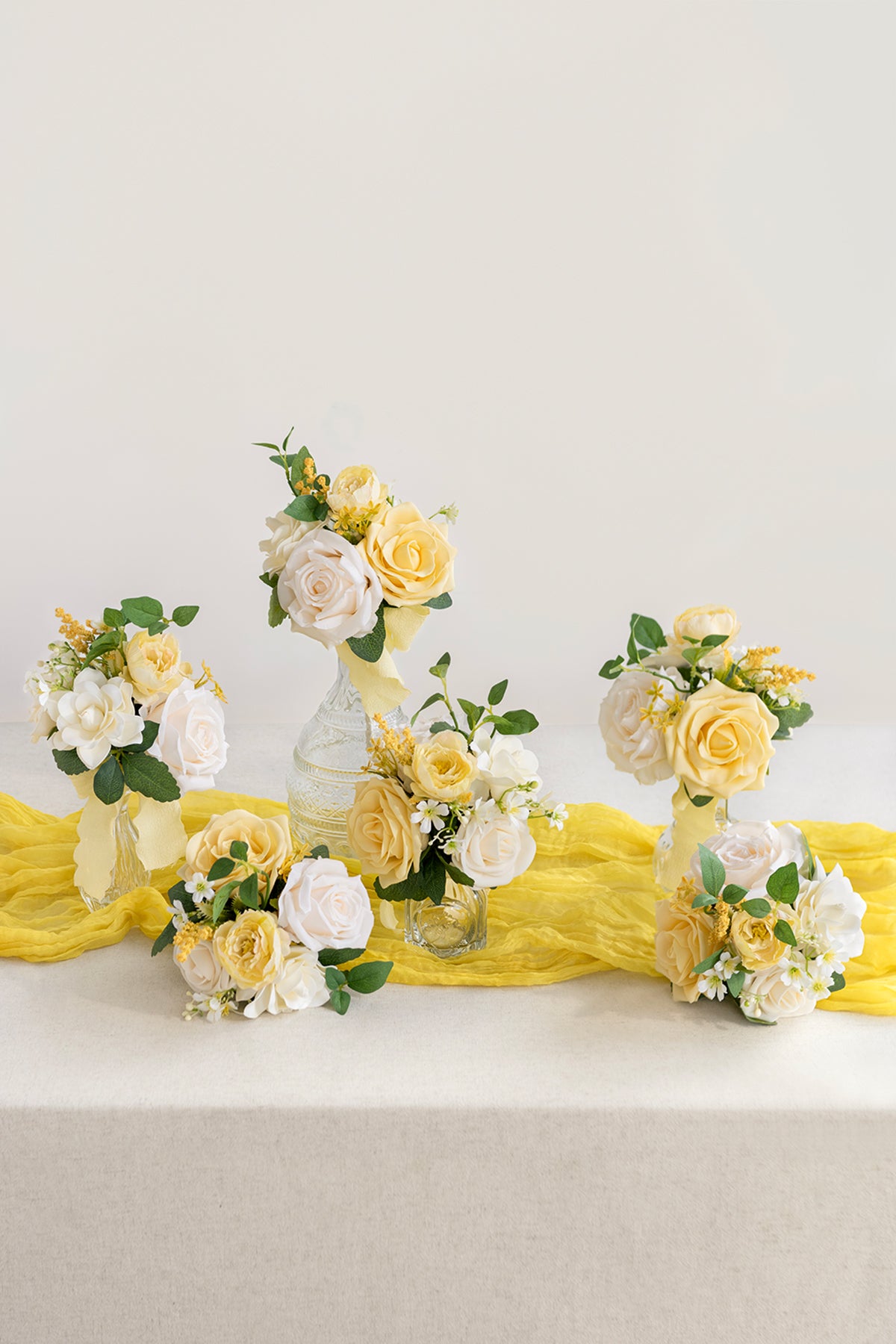 Mini Premade Flower Centerpiece Set In Lemonade Yellow