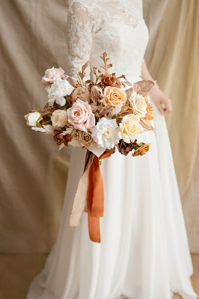 Small Free-Form Bridal Bouquet in Rust & Sepia