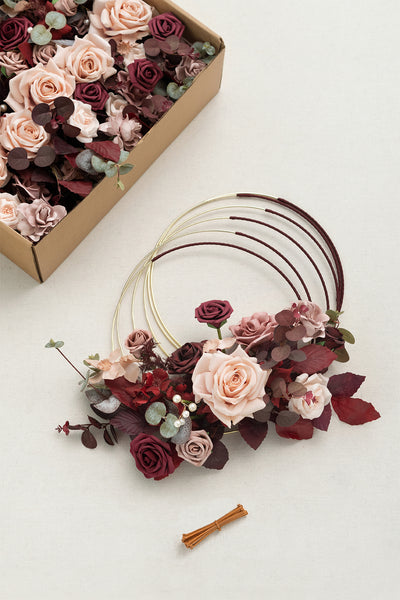 Hoop Bridesmaid Bouquets in Burgundy & Dusty Rose | Clearance