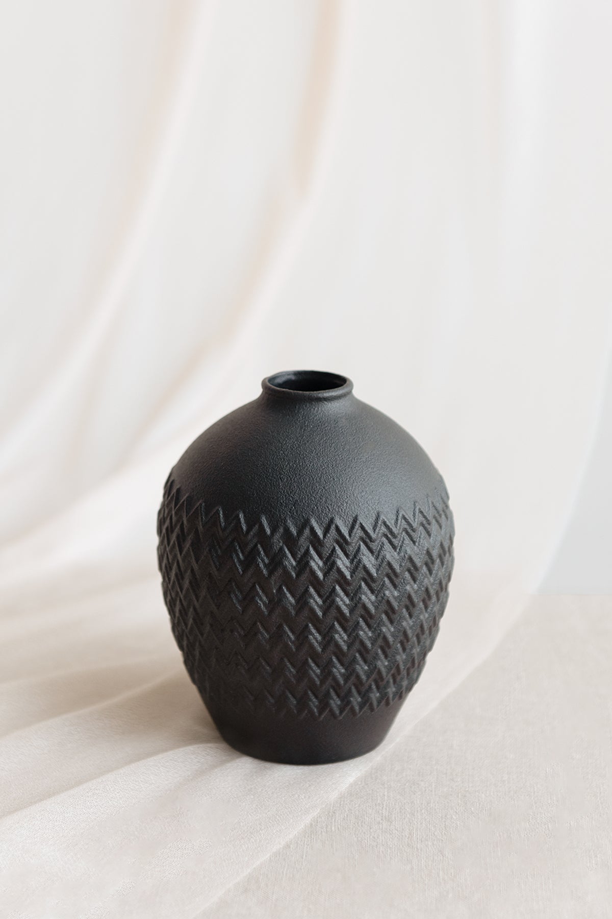 Embossed Vintage Vase in Moody Burgundy & Black