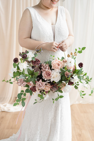 Medium Hoop Bridal Bouquet in Dusty Rose & Mauve | Clearance