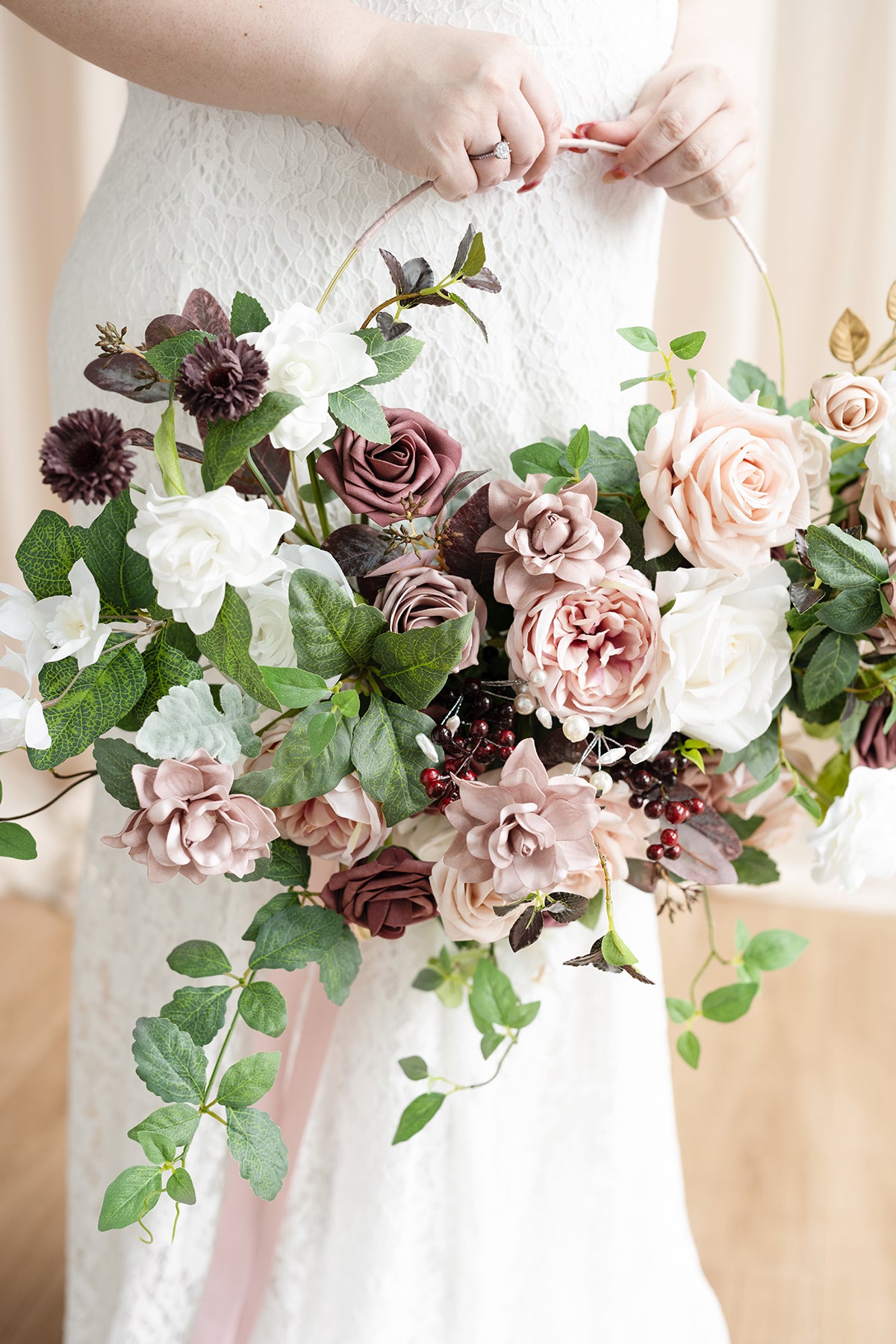 Medium Hoop Bridal Bouquet in Dusty Rose & Mauve | Clearance