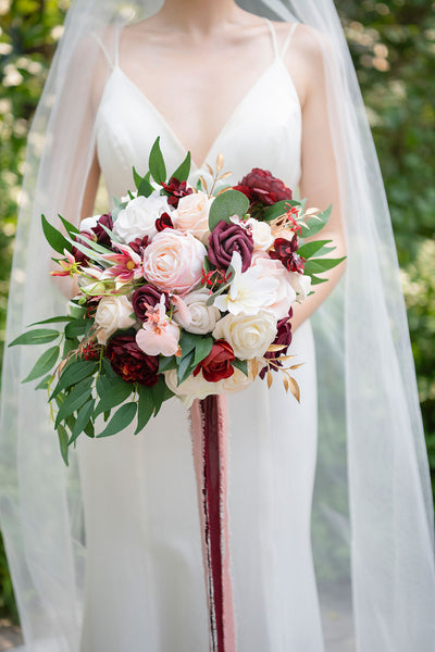 Small Round Bridal Bouquet in Romantic Marsala