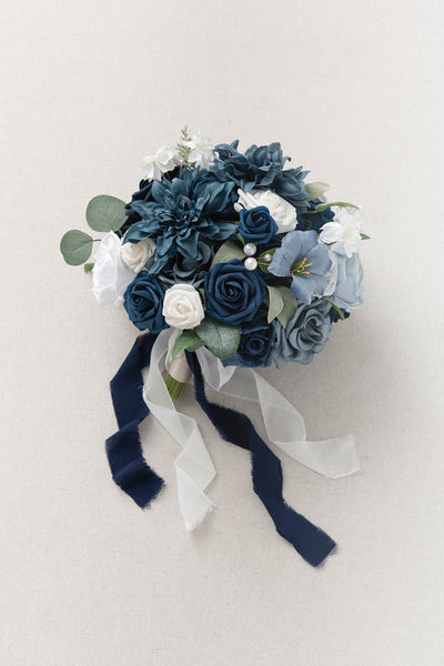 Small Round Bridal Bouquet in Noble Navy Blue