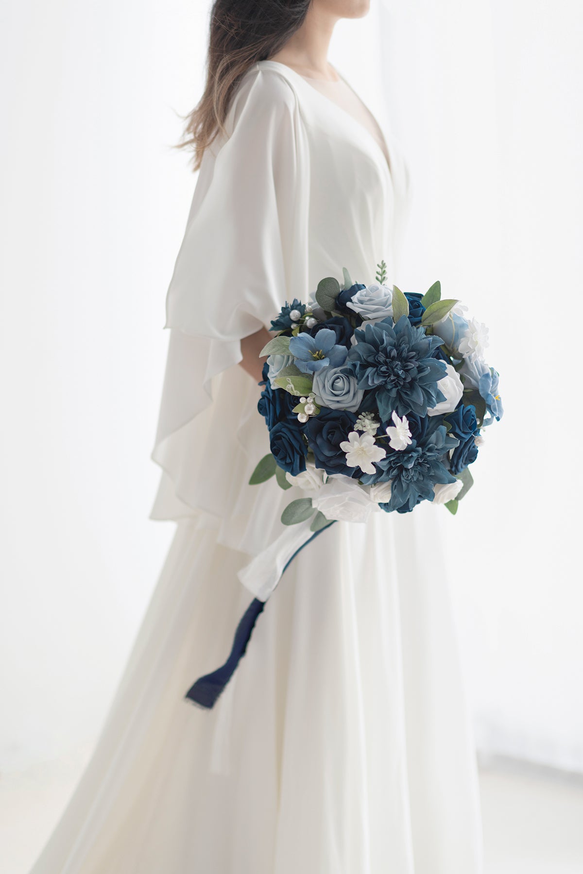 Small Round Bridal Bouquet in Noble Navy Blue