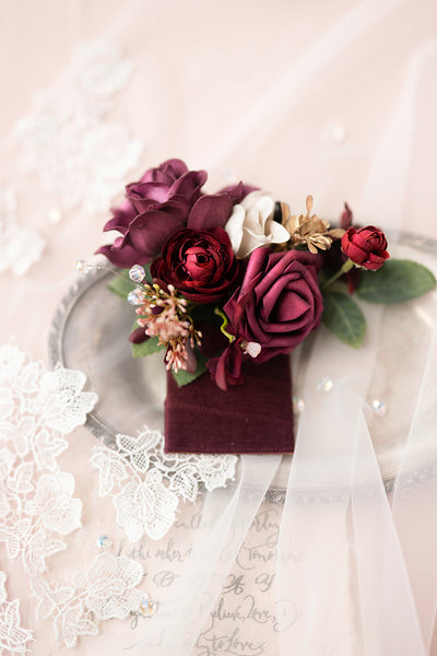 Pocket Square Boutonniere for Groom in Romantic Marsala
