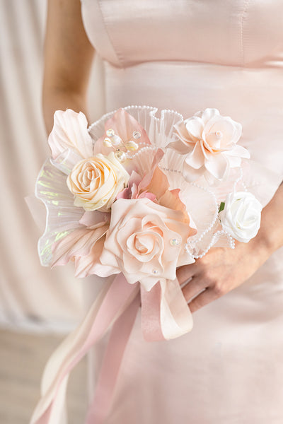 Free-Form Bridesmaid Bouquets in Glowing Blush & Pearl | Clearance