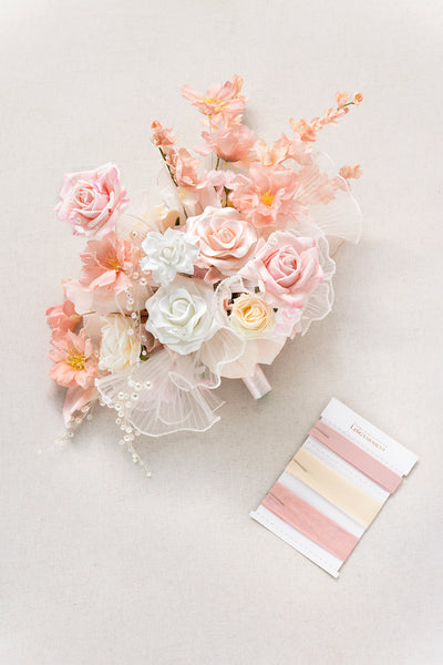 Large Free-Form Bridal Bouquet in Glowing Blush & Pearl