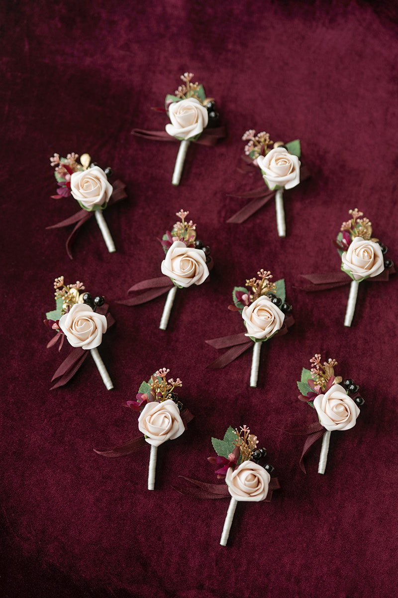Boutonnieres for Guests in Romantic Marsala