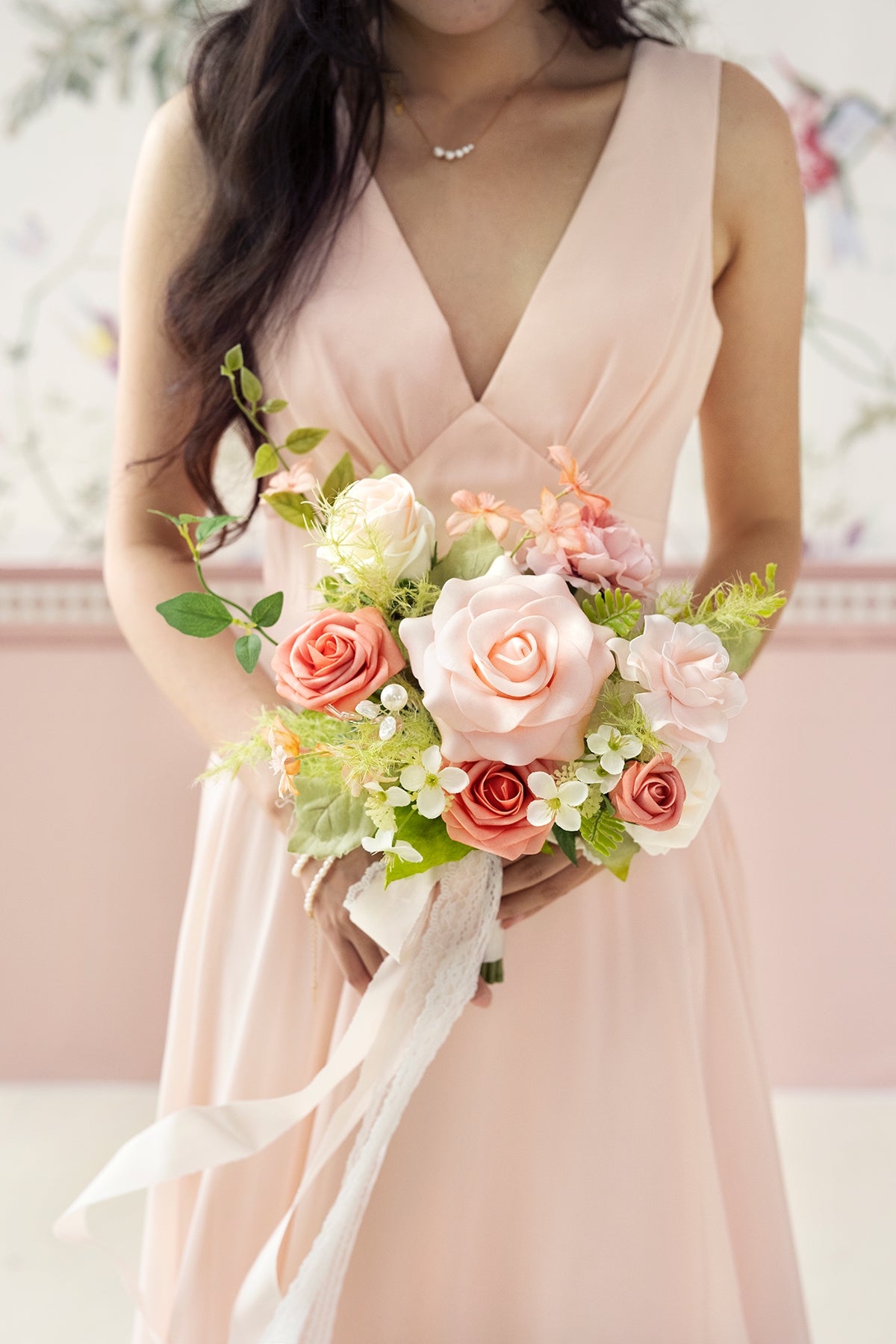 Free-Form Bridesmaid Bouquets in Garden Blush
