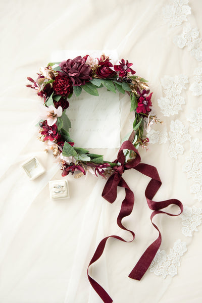 Bridal Flower Crown in Romantic Marsala