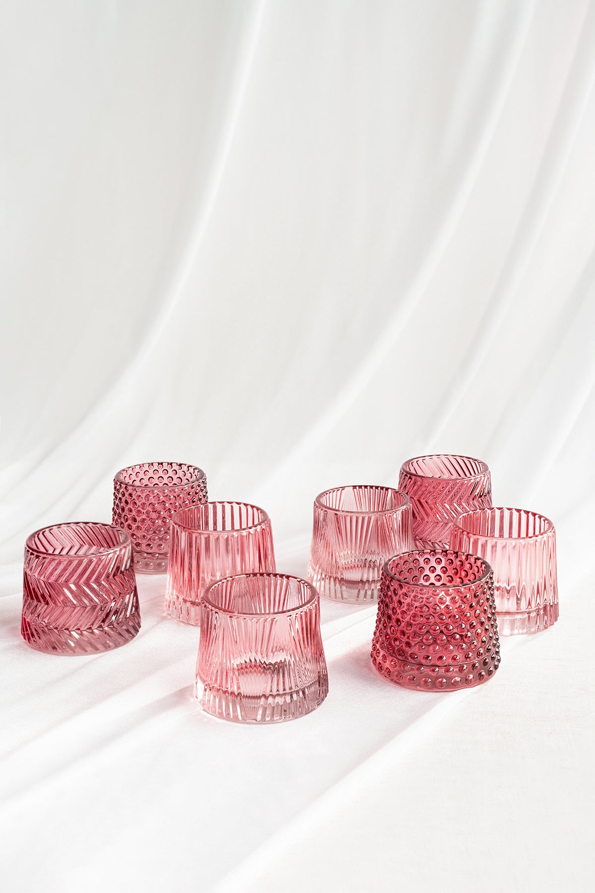 Glass Candle Holder in Passionate Pink & Blush