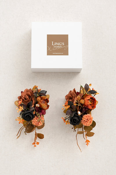 Shoulder Corsages in Black & Pumpkin Orange | Clearance