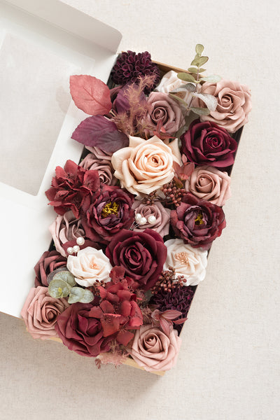 DIY Designer Flower Boxes in Burgundy & Dusty Rose