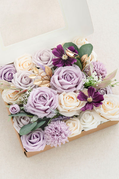 DIY Designer Flower Boxes in Lilac & Gold