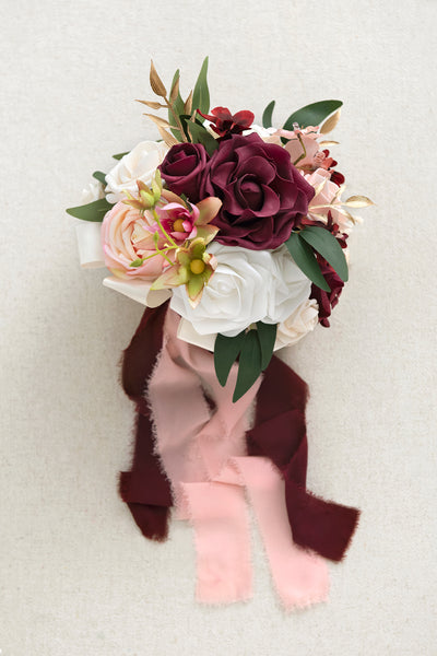 Maid of Honor & Bridesmaid Bouquets in Romantic Marsala