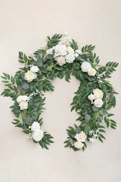 6ft Flower Garland in White & Sage