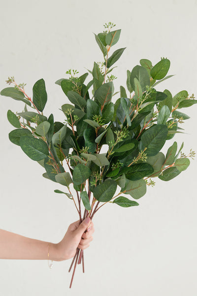 33" Green Seeded Oval Eucalyptus - 6PCS