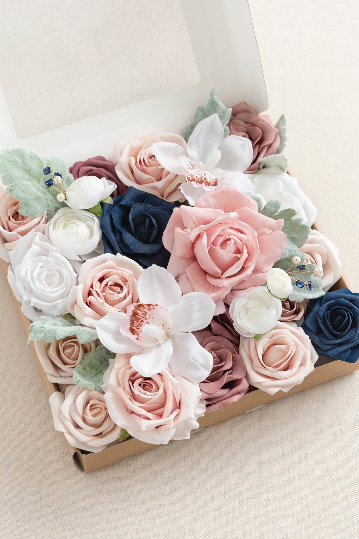 DIY Designer Flower Boxes in Dusty Rose & Navy