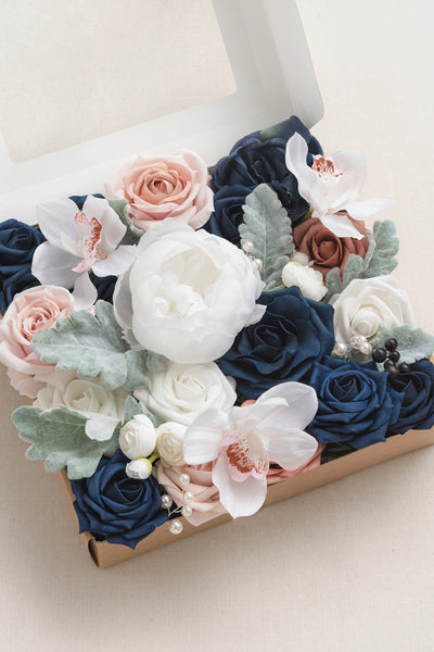 Dusty Blue & Navy Designer Flower Boxes