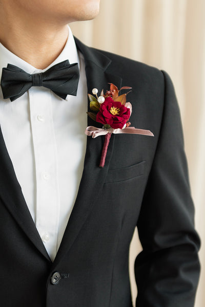 Boutonnieres for Guests in Burgundy & Dusty Rose | Clearance