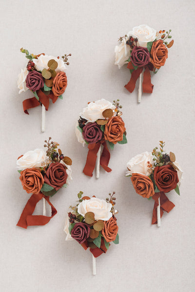 Mini Premade Flower Centerpiece Set in Sunset Terracotta