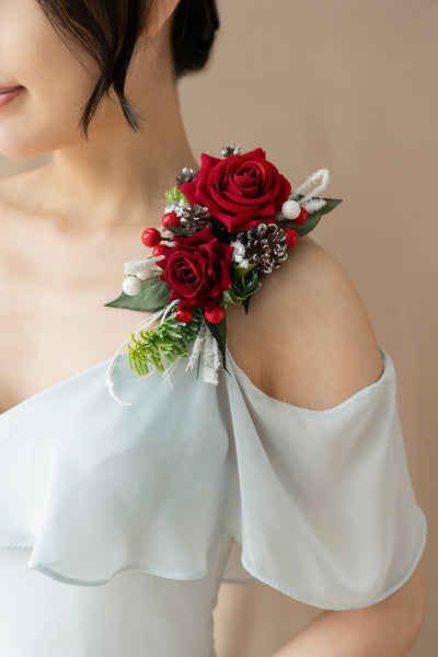 Shoulder Corsages in Christmas Red & Sparkle | Clearance