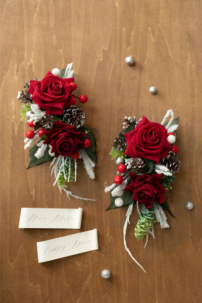 Shoulder Corsages in Christmas Red & Sparkle | Clearance