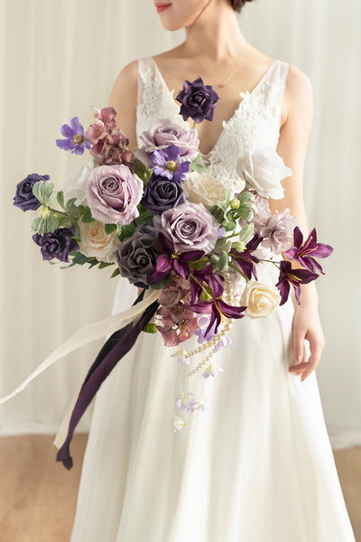 Large Free-Form Bridal Bouquet in Lilac & Gold | Clearance