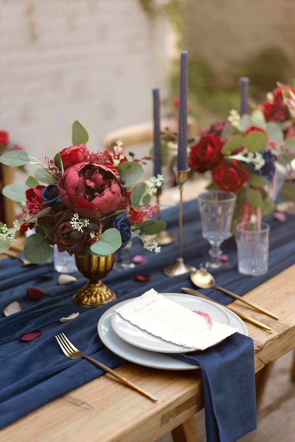 DIY Designer Flower Boxes in Burgundy & Navy