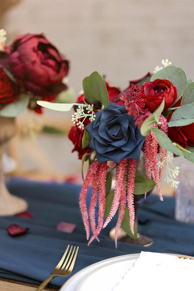 Christmas red orange burgundy navy blue white floral Wrapping