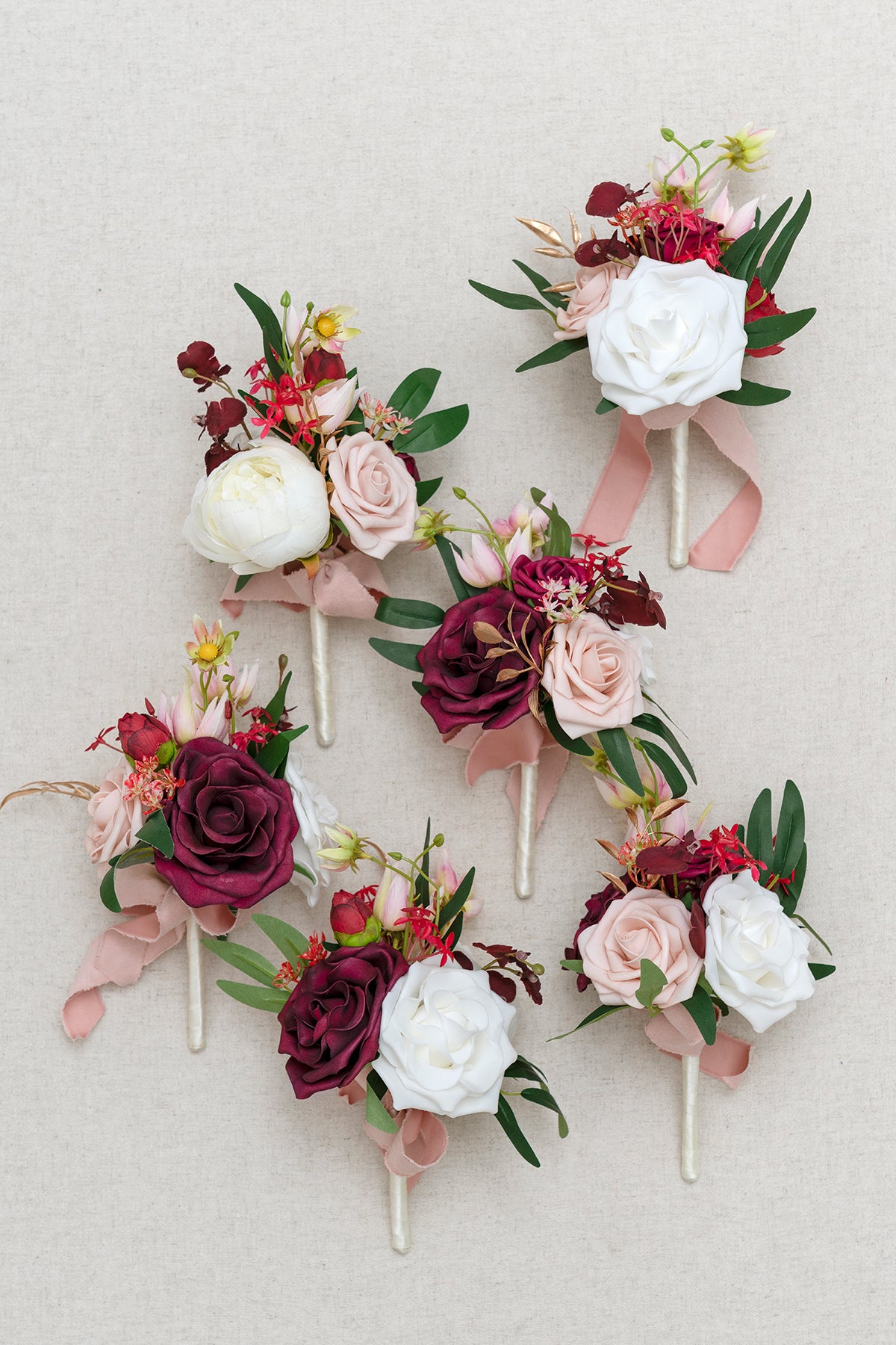 Mini Premade Flower Centerpiece Set in Romantic Marsala