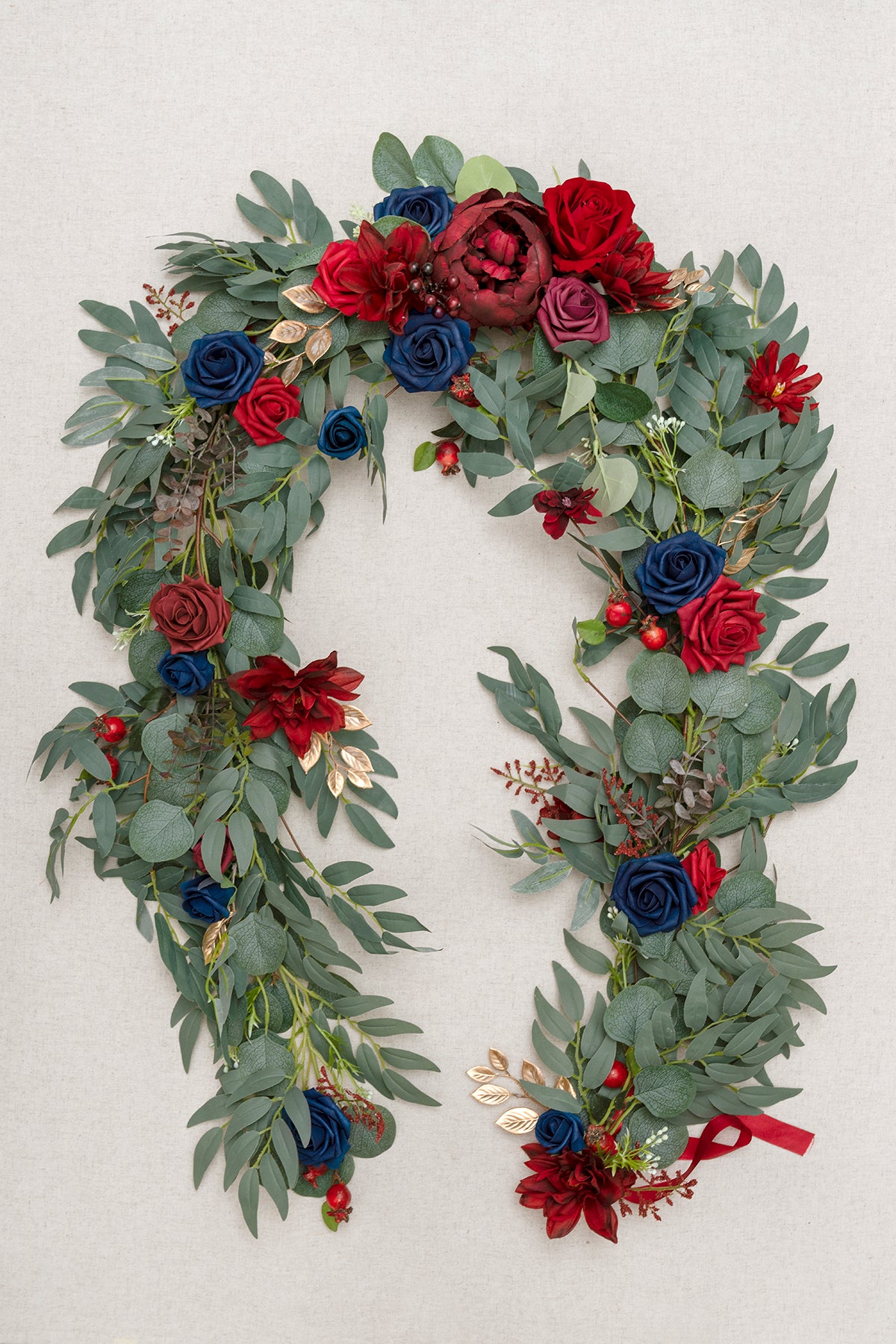 6ft Flower Garland in Burgundy & Navy