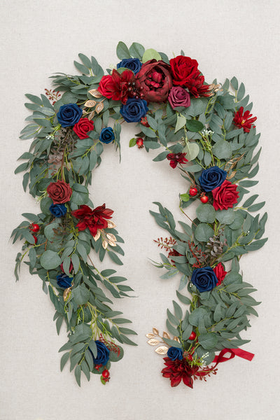 6ft Flower Garland in Burgundy & Navy