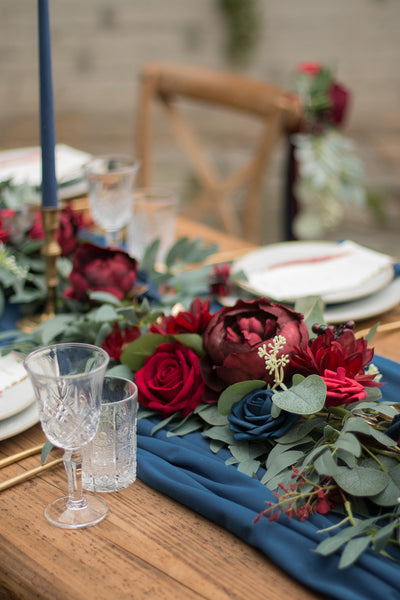 6ft Flower Garland in Burgundy & Navy
