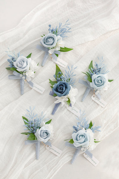 Boutonnieres in Romantic Dusty Blue