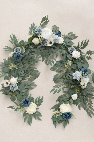 6ft Flower Garland in Dusty Blue & Navy