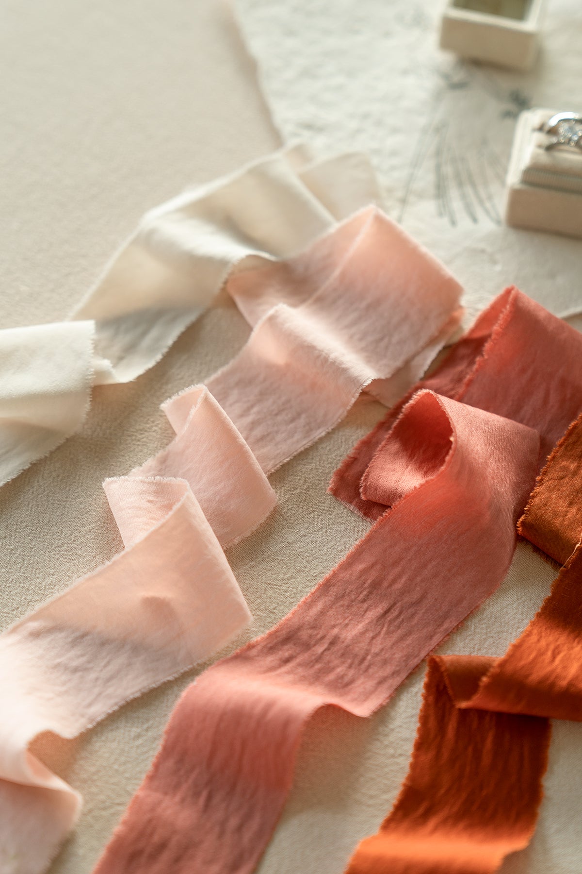 2 Silk Ribbon - Pale Terracotta Ribbons by Honey Silks Co