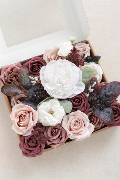 DIY Designer Flower Boxes in Dusty Rose & Mauve