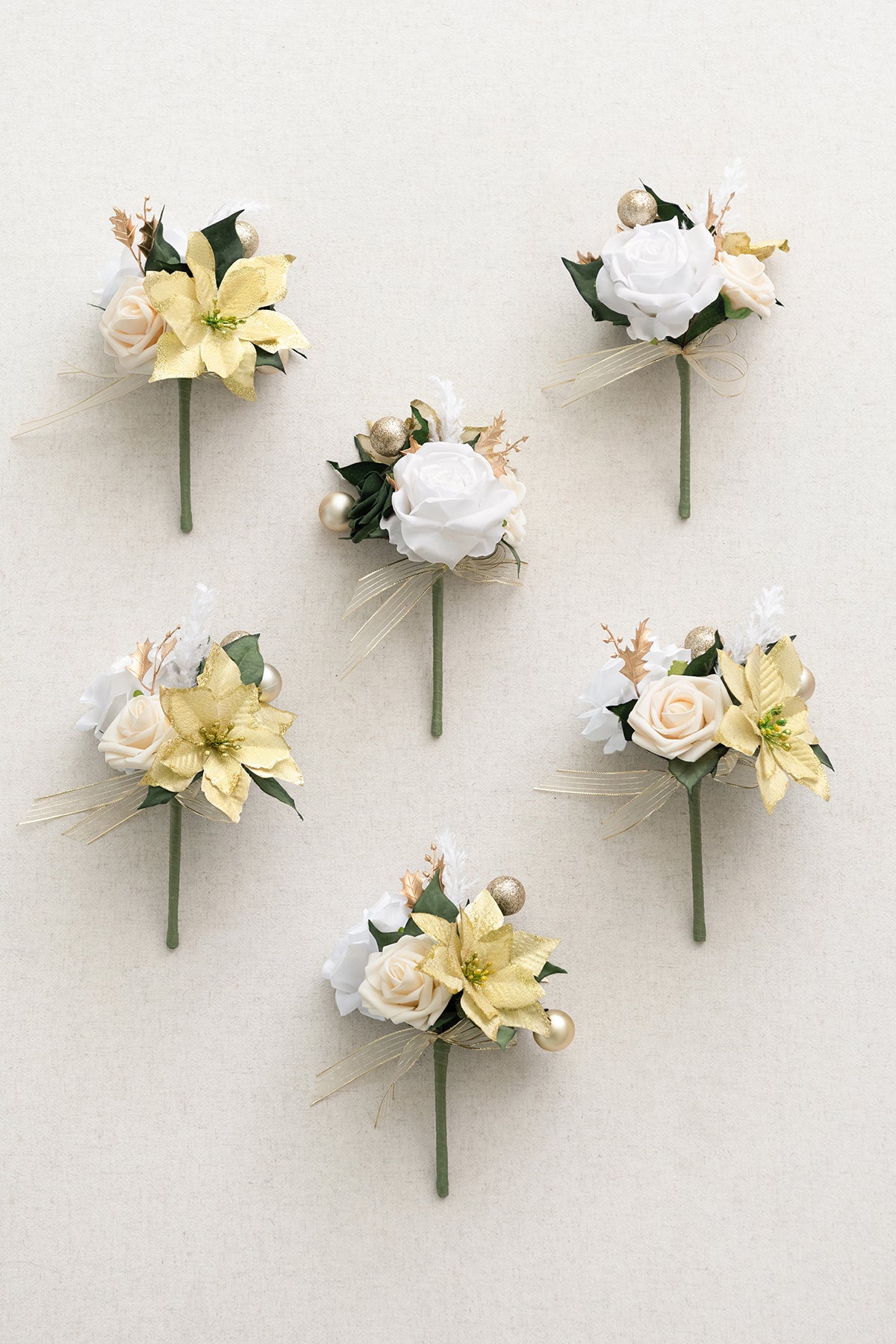 Mini Ready-to-Use Flower Centerpiece Set in Champagne Christmas | Clearance