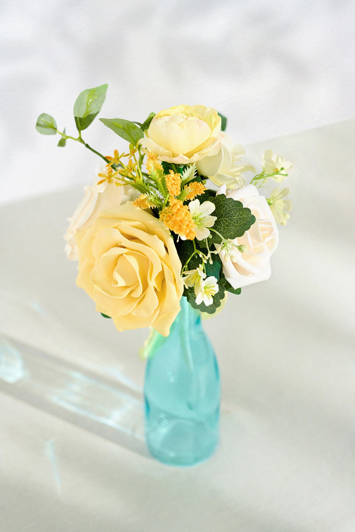 Mini Premade Flower Centerpiece Set In Lemonade Yellow