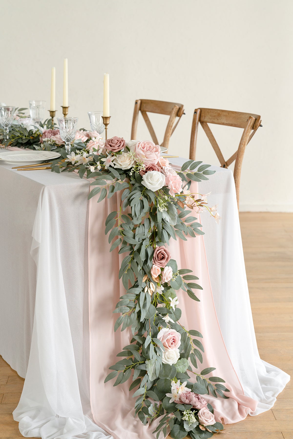 6ft Flower Garland in Dusty Rose & Cream