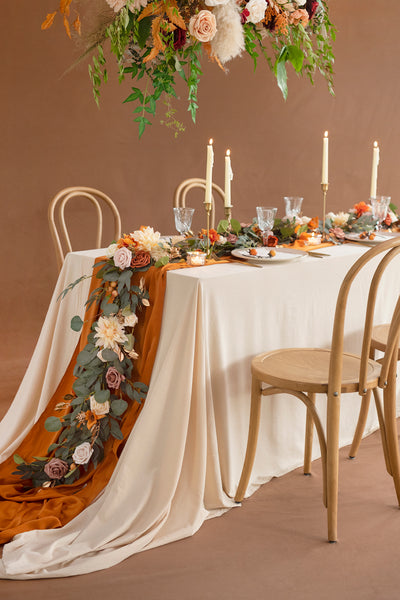 6ft Flower Garland in Sunset Terracotta