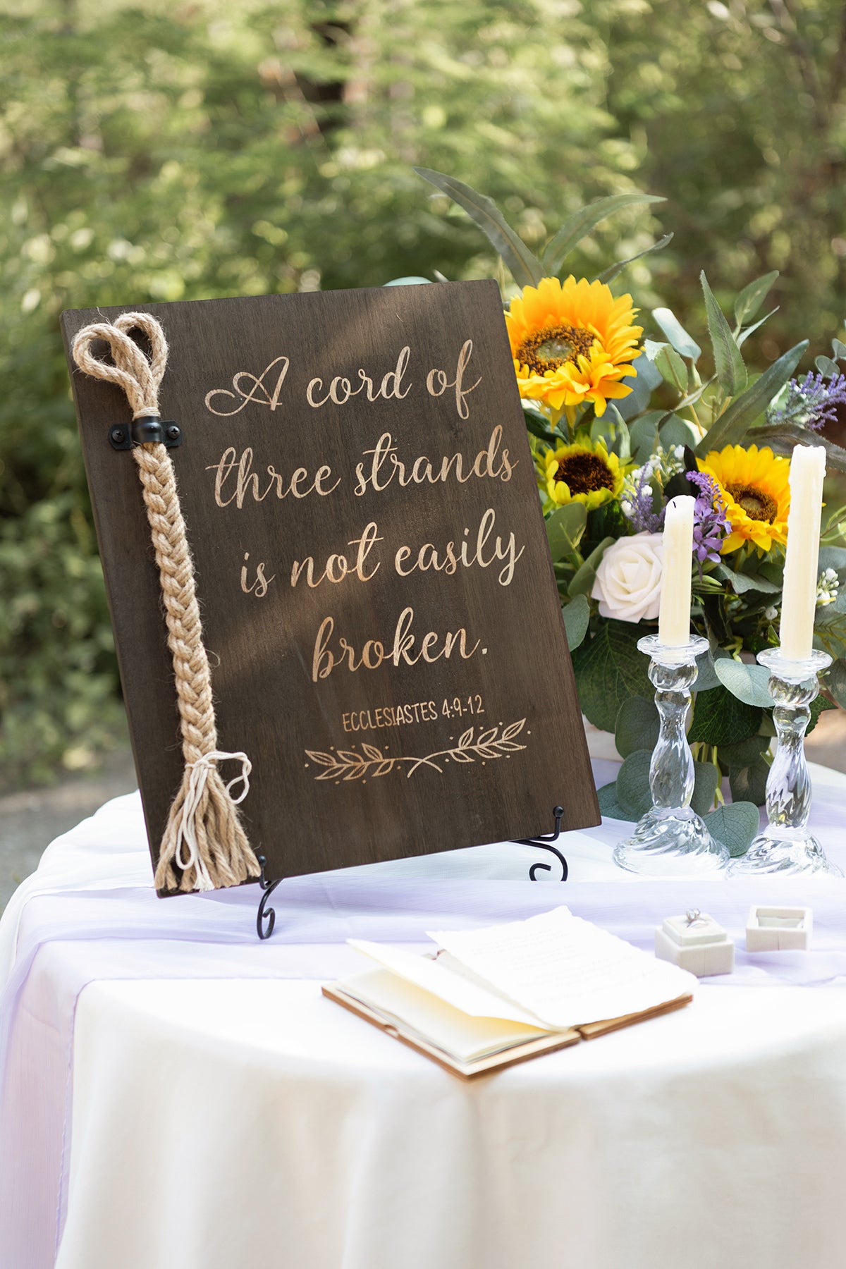 Strand of Three Cords Wedding Ceremony Sign - A Cord of Three Strands is not Easily Broken