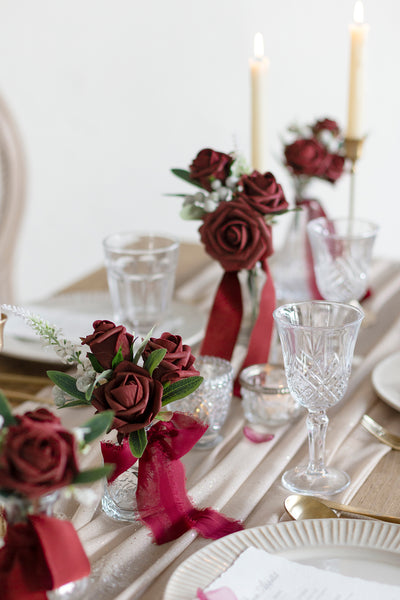 DIY Supporting Flower Boxes in Christmas Red & Sparkle