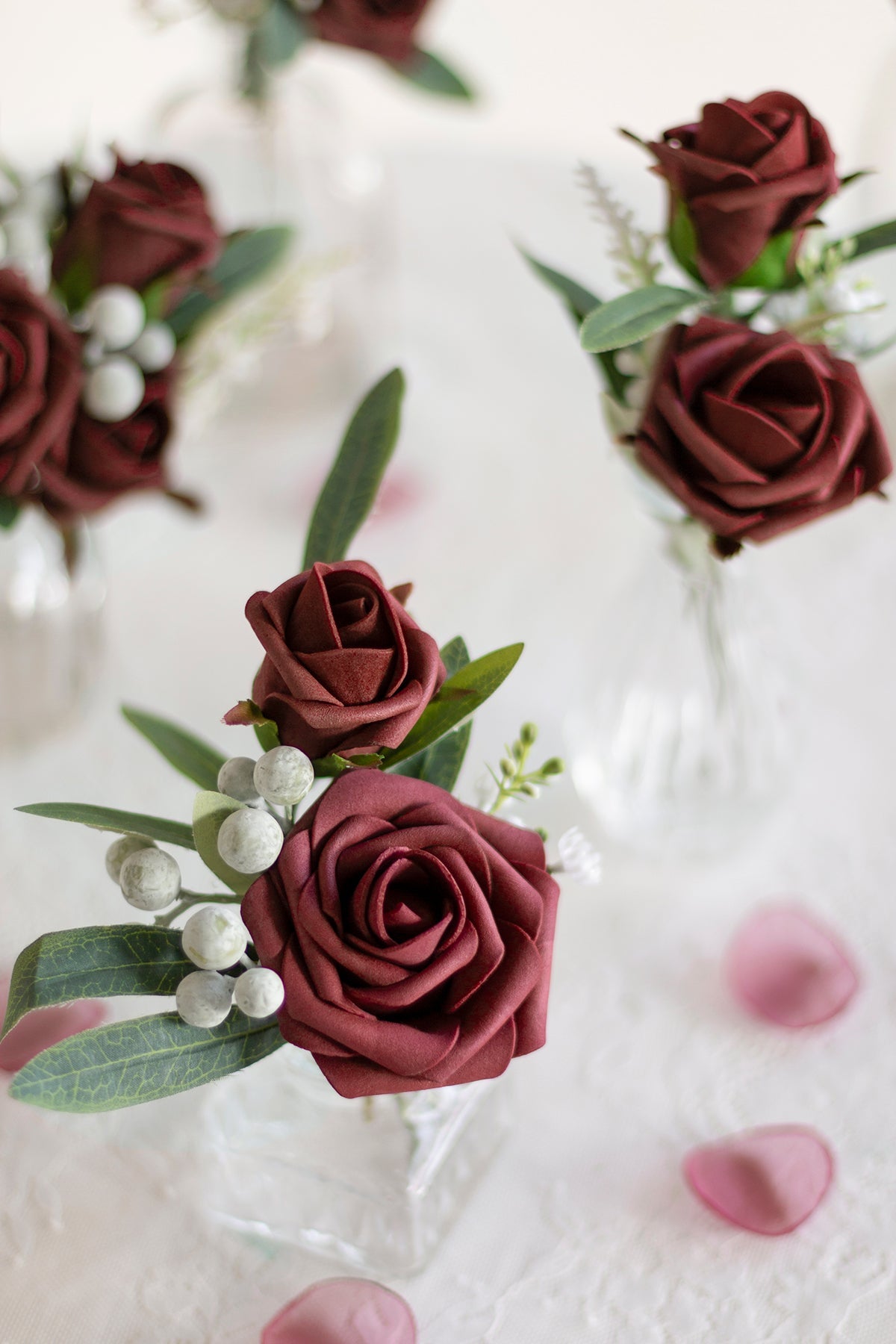 DIY Supporting Flower Boxes in Burgundy & Dusty Rose