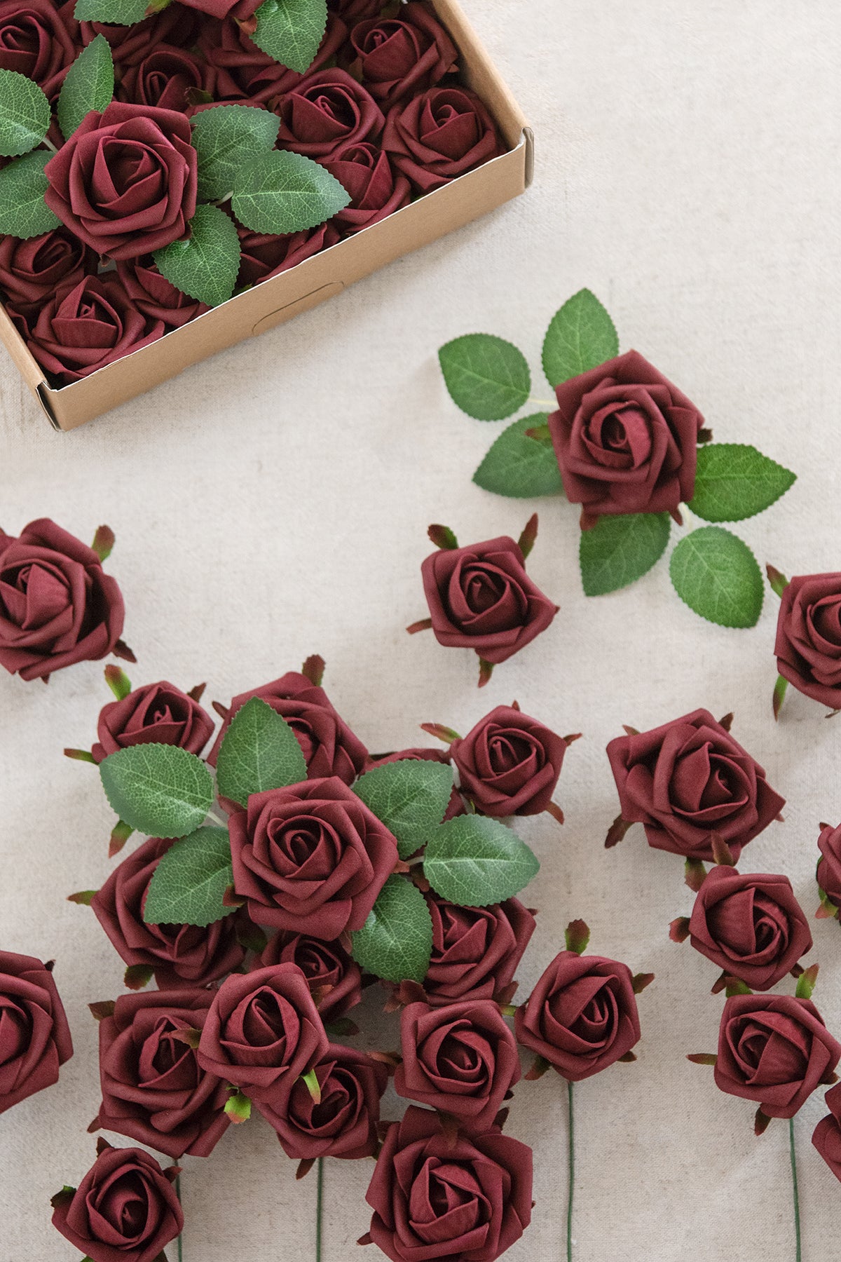 1.5"-2" Foam Rosebud & Petite Rose with Stem - 19 Colors