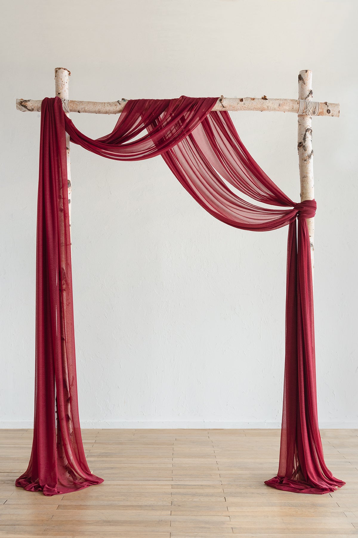 Ling's Moment 2 Panels 20ft Red Wedding Arch Chiffon Draping Fabric, Sheer Hanging Drapes Arrangement for Wedding Ceremony Reception Backdrop